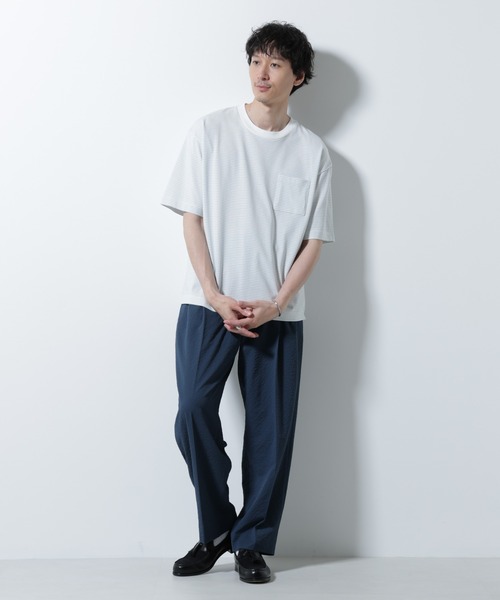NANO universe(ナノユニバース)の「20シルケットボーダーTシャツ 半袖(Tシャツ/カットソー・メンズ・ブラック/ホワイト/ネイビー・L/M)」の15枚目の写真