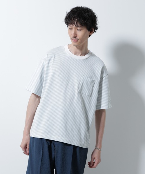 NANO universe(ナノユニバース)の「20シルケットボーダーTシャツ 半袖(Tシャツ/カットソー・メンズ・ブラック/ホワイト/ネイビー・L/M)」の11枚目の写真