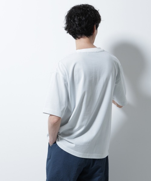 NANO universe(ナノユニバース)の「20シルケットボーダーTシャツ 半袖(Tシャツ/カットソー・メンズ・ブラック/ホワイト/ネイビー・L/M)」の13枚目の写真