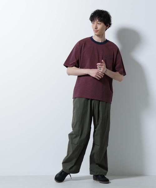 NANO universe(ナノユニバース)の「20シルケットボーダーTシャツ 半袖(Tシャツ/カットソー・メンズ・ブラック/ホワイト/ネイビー・L/M)」の22枚目の写真