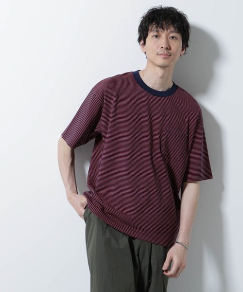 NANO universe(ナノユニバース)の「20シルケットボーダーTシャツ 半袖(Tシャツ/カットソー・メンズ・ブラック/ホワイト/ネイビー・L/M)」の18枚目の写真