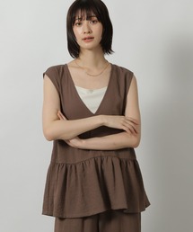 LAKOLE | 【セットアップ対応・接触冷感】リネンライクペプラムベスト / 575666(ベスト)