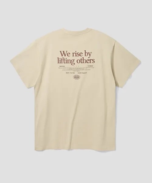 Vini(ヴィニ)の「Warrise レタリング半袖Tシャツ(Tシャツ/カットソー・レディース・ライトベージュ/ブラック/ホワイト・LARGE/MEDIUM)」の6枚目の写真