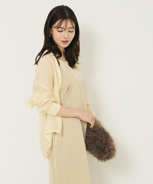 abahouse mavie（アバハウスマヴィ）の「シアーシャツカーディガン（カーディガン/ボレロ・レディース・ブラウン/ブラック/クリーム・フリー）」の7枚目の写真