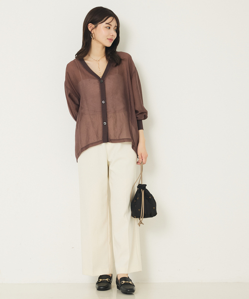 abahouse mavie（アバハウスマヴィ）の「シアーシャツカーディガン（カーディガン/ボレロ・レディース・ブラウン/ブラック/クリーム・フリー）」の10枚目の写真
