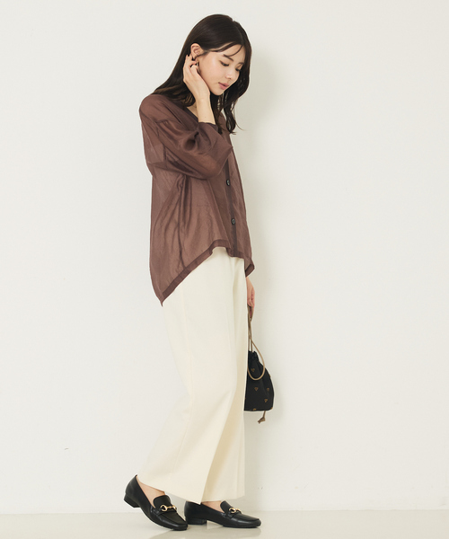 abahouse mavie（アバハウスマヴィ）の「シアーシャツカーディガン（カーディガン/ボレロ・レディース・ブラウン/ブラック/クリーム・フリー）」の11枚目の写真