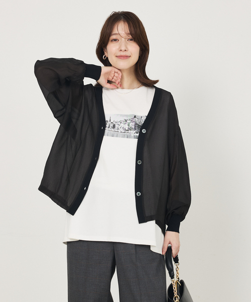 abahouse mavie（アバハウスマヴィ）の「シアーシャツカーディガン（カーディガン/ボレロ・レディース・ブラウン/ブラック/クリーム・フリー）」の19枚目の写真