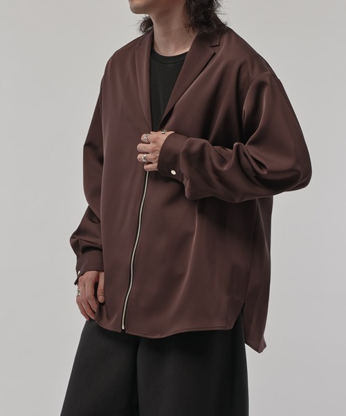 CULLNI（クルニ）の「【CULLNI/クルニ】テーラードZIPシャツ（シャツ/ブラウス・メンズ・アイボリー/ブラック/ブラウン・1/2）」の12枚目の写真