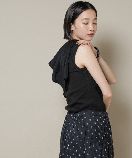 NANO universe（ナノユニバース）の「レーストリミングタンクトップ（タンクトップ・レディース・ホワイト/ブラック/ライトブラウン・FREE）」の21枚目の写真