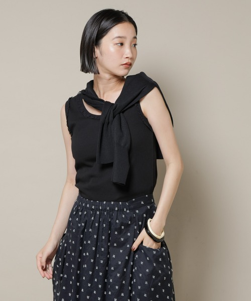 NANO universe（ナノユニバース）の「レーストリミングタンクトップ（タンクトップ・レディース・ホワイト/ブラック/ライトブラウン・FREE）」の22枚目の写真