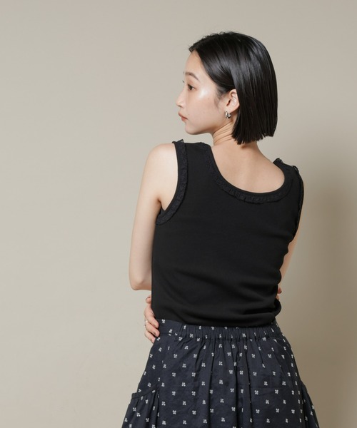 NANO universe（ナノユニバース）の「レーストリミングタンクトップ（タンクトップ・レディース・ホワイト/ブラック/ライトブラウン・FREE）」の20枚目の写真