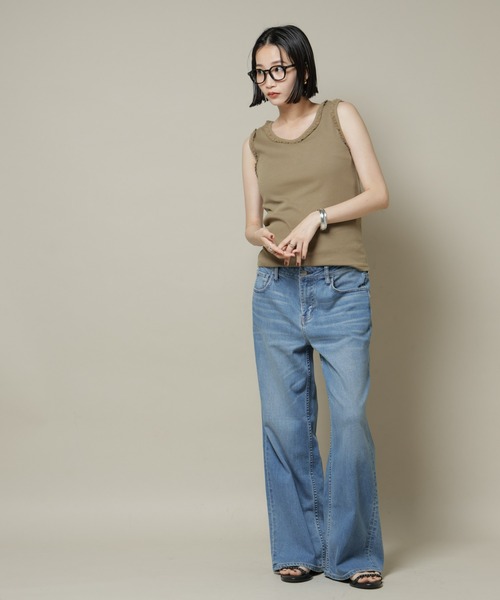 NANO universe（ナノユニバース）の「レーストリミングタンクトップ（タンクトップ・レディース・ホワイト/ブラック/ライトブラウン・FREE）」の15枚目の写真