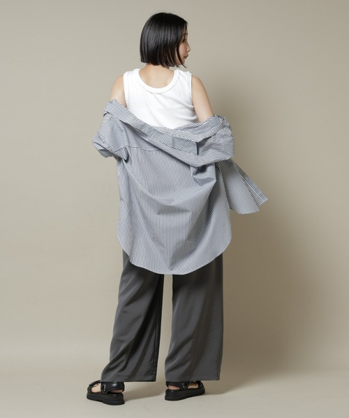 NANO universe（ナノユニバース）の「レーストリミングタンクトップ（タンクトップ・レディース・ホワイト/ブラック/ライトブラウン・FREE）」の9枚目の写真