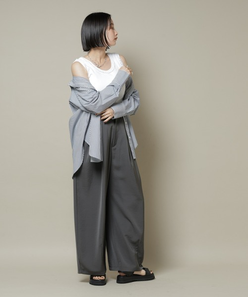 NANO universe（ナノユニバース）の「レーストリミングタンクトップ（タンクトップ・レディース・ホワイト/ブラック/ライトブラウン・FREE）」の10枚目の写真