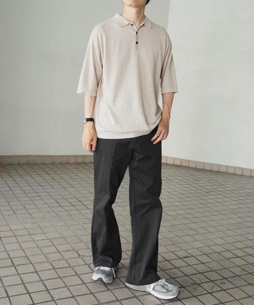 ITEMS URBANRESEARCH（アイテムズ アーバンリサーチ）の「レーヨンリネン半袖ニットポロ（ポロシャツ・メンズ・アイボリー/ブラック/ブラウン・MEDIUM/LARGE）」の7枚目の写真