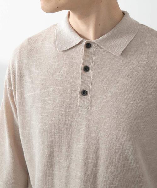 ITEMS URBANRESEARCH（アイテムズ アーバンリサーチ）の「レーヨンリネン半袖ニットポロ（ポロシャツ・メンズ・アイボリー/ブラック/ブラウン・MEDIUM/LARGE）」の9枚目の写真