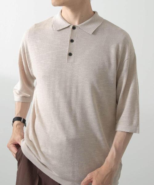 ITEMS URBANRESEARCH（アイテムズ アーバンリサーチ）の「レーヨンリネン半袖ニットポロ（ポロシャツ・メンズ・アイボリー/ブラック/ブラウン・MEDIUM/LARGE）」の10枚目の写真