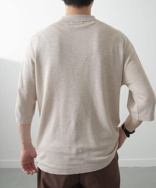 ITEMS URBANRESEARCH（アイテムズ アーバンリサーチ）の「レーヨンリネン半袖ニットポロ（ポロシャツ・メンズ・アイボリー/ブラック/ブラウン・MEDIUM/LARGE）」の12枚目の写真
