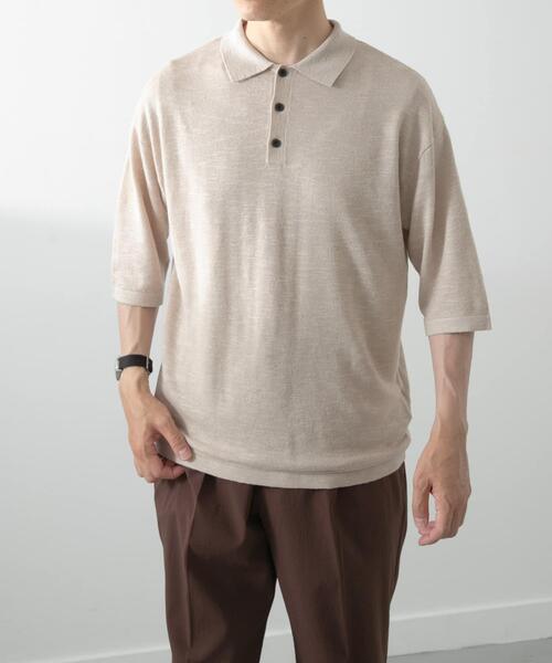 ITEMS URBANRESEARCH（アイテムズ アーバンリサーチ）の「レーヨンリネン半袖ニットポロ（ポロシャツ・メンズ・アイボリー/ブラック/ブラウン・MEDIUM/LARGE）」の13枚目の写真