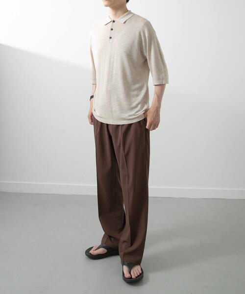 ITEMS URBANRESEARCH（アイテムズ アーバンリサーチ）の「レーヨンリネン半袖ニットポロ（ポロシャツ・メンズ・アイボリー/ブラック/ブラウン・MEDIUM/LARGE）」の14枚目の写真