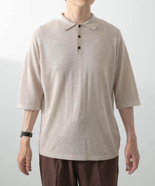 ITEMS URBANRESEARCH（アイテムズ アーバンリサーチ）の「レーヨンリネン半袖ニットポロ（ポロシャツ・メンズ・アイボリー/ブラック/ブラウン・MEDIUM/LARGE）」の15枚目の写真