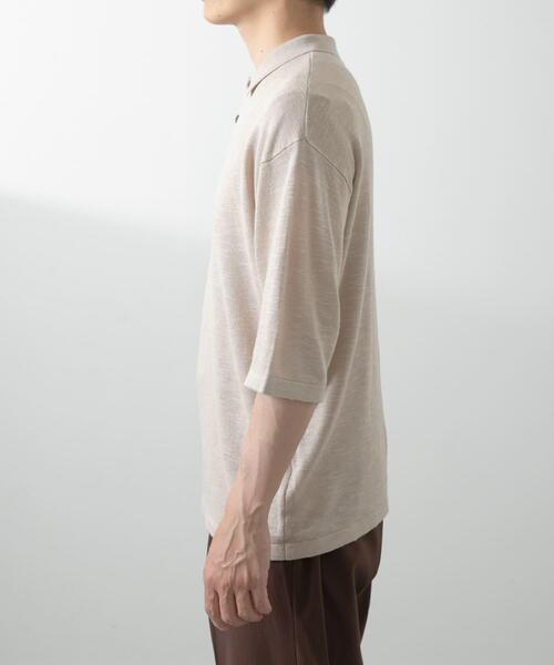 ITEMS URBANRESEARCH（アイテムズ アーバンリサーチ）の「レーヨンリネン半袖ニットポロ（ポロシャツ・メンズ・アイボリー/ブラック/ブラウン・MEDIUM/LARGE）」の16枚目の写真