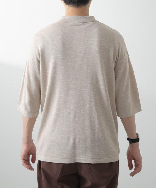 ITEMS URBANRESEARCH（アイテムズ アーバンリサーチ）の「レーヨンリネン半袖ニットポロ（ポロシャツ・メンズ・アイボリー/ブラック/ブラウン・MEDIUM/LARGE）」の17枚目の写真