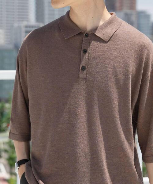 ITEMS URBANRESEARCH（アイテムズ アーバンリサーチ）の「レーヨンリネン半袖ニットポロ（ポロシャツ・メンズ・アイボリー/ブラック/ブラウン・MEDIUM/LARGE）」の20枚目の写真