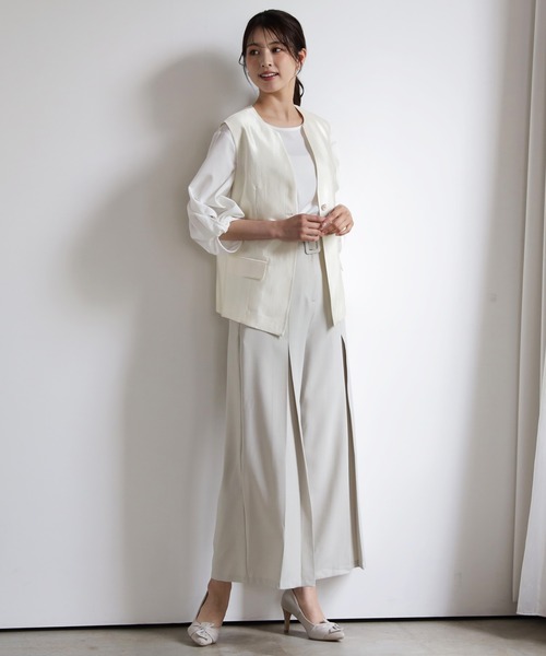 DRESS PLUS(ドレスプラス)の「マニッシュに決まるノーカラージレベスト(ベスト・レディース・シャンパン/ベージュ/ブラック・M/L)」の18枚目の写真