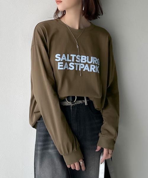 classicalelf(クラシカルエルフ)の「大人シンプル。ベーシックに映える厚盛プリント♪綿100%英字ロゴロンT(Tシャツ/カットソー・レディース・チャコール/オフホワイト/アイボリー/ベージュ/ブラック/ブラウン・MEDIUM/LARGE/X-LARGE/SMALL)」の6枚目の写真