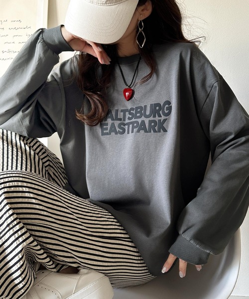 classicalelf(クラシカルエルフ)の「大人シンプル。ベーシックに映える厚盛プリント♪綿100%英字ロゴロンT(Tシャツ/カットソー・レディース・チャコール/オフホワイト/アイボリー/ベージュ/ブラック/ブラウン・MEDIUM/LARGE/X-LARGE/SMALL)」の5枚目の写真