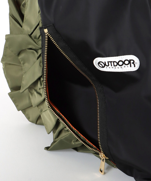OUTDOOR PRODUCTS(アウトドアプロダクツ)の「【RISLEY×OUTDOOR PRODUCTS 】バイカラートライアングルフリルバッグ(トートバッグ・レディース・ブラック/ベージュ・FREE)」の9枚目の写真