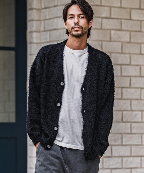 CAMBIO（カンビオ）の「mcg3676-Minimal Shaggy Knit Cardigan シャギーニットカーディガン（カーディガン/ボレロ・メンズ・ブラック/グレー/イエロー・M/L）」の2枚目の写真