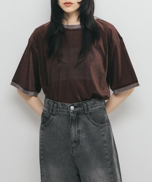 KBF / ケービーエフ メッシュベロアリンガーTEE メッシュベロアリンガーTEE（Tシャツ/カットソー）｜KBF