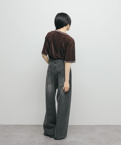 KBF（ケイビーエフ）の「メッシュベロアリンガーTEE（Tシャツ/カットソー・レディース・ブラウン/ライトベージュ・ONE）」の9枚目の写真