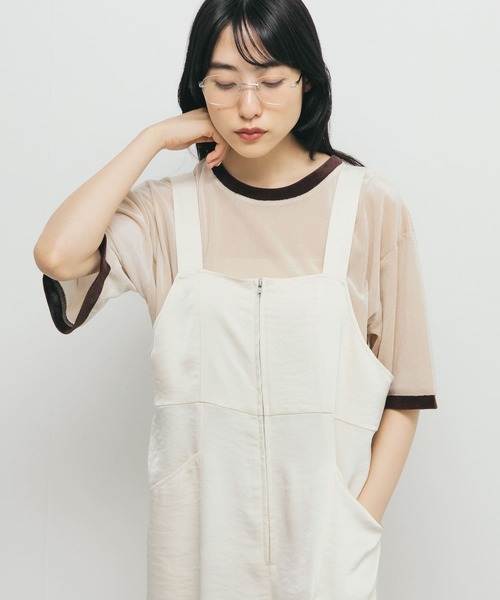 KBF（ケイビーエフ）の「メッシュベロアリンガーTEE（Tシャツ/カットソー・レディース・ブラウン/ライトベージュ・ONE）」の10枚目の写真