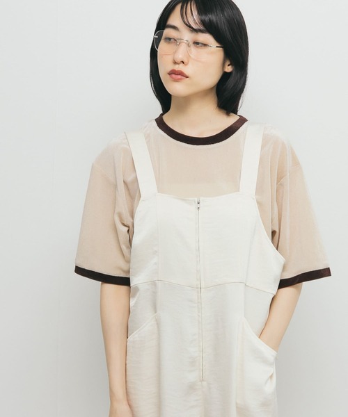 tシャツ メッシュベロアリンガーTEE レディース メッシュベロアリンガーTEE（Tシャツ/カットソー）｜KBF