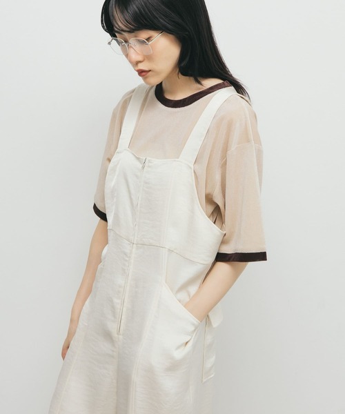 KBF（ケイビーエフ）の「メッシュベロアリンガーTEE（Tシャツ/カットソー・レディース・ブラウン/ライトベージュ・ONE）」の12枚目の写真