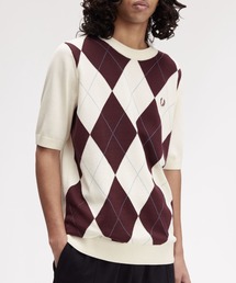FRED PERRY(tbhy[)Argyle Knitted T-Shirt^A[KCjbgTVc(jbg/Z[^[)