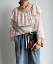 DouDou | フラワー刺繍フリルブラウス(シャツ/ブラウス)