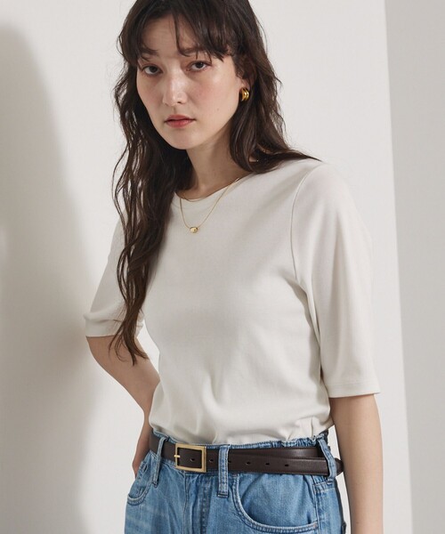 qualite(カリテ)の「【大人の着心地にごたわったTシャツ】プレミアムフライスT(Tシャツ/カットソー・レディース・ブラック/ワイン/オフホワイト/カーキ・フリー)」の1枚目の写真