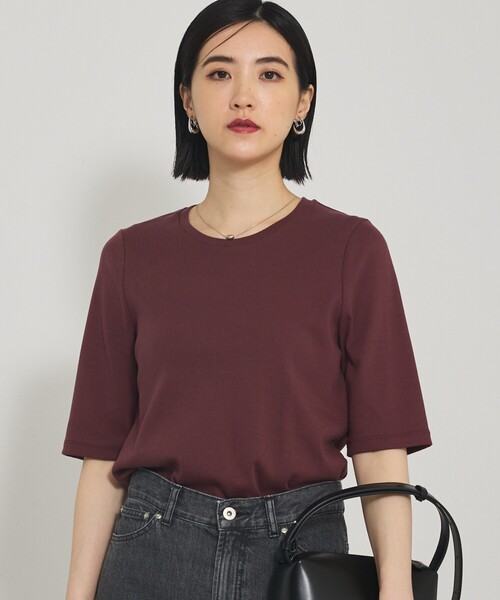 qualite(カリテ)の「【大人の着心地にごたわったTシャツ】プレミアムフライスT(Tシャツ/カットソー・レディース・ブラック/ワイン/オフホワイト/カーキ・フリー)」の4枚目の写真