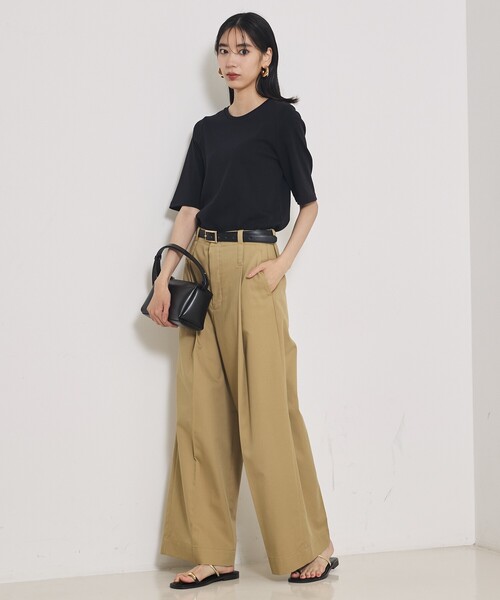 qualite(カリテ)の「【大人の着心地にごたわったTシャツ】プレミアムフライスT(Tシャツ/カットソー・レディース・ブラック/ワイン/オフホワイト/カーキ・フリー)」の13枚目の写真