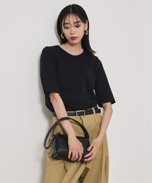 qualite(カリテ)の「【大人の着心地にごたわったTシャツ】プレミアムフライスT(Tシャツ/カットソー・レディース・ブラック/ワイン/オフホワイト/カーキ・フリー)」の20枚目の写真