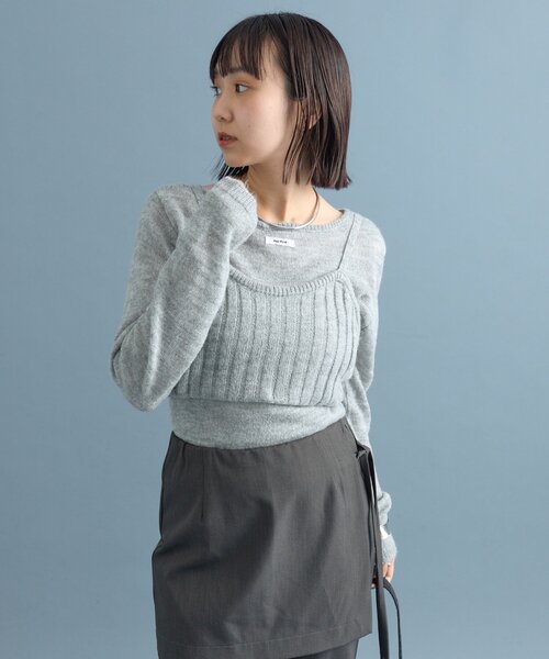 knit set シアークロシェニットビスチェセット シアーニットビスチェSET（ニット/セーター）｜mystic