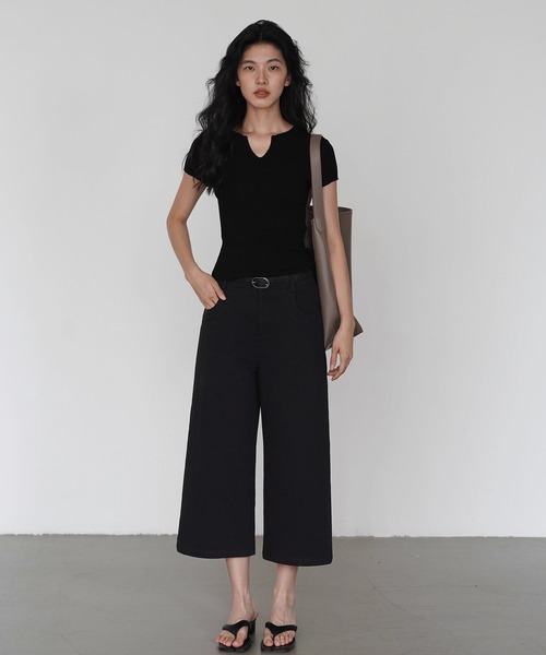 EIGHTHMONTH（エイスマンス）の「アンクルワイドパンツ EM25a006【EIGHTHMONTH】（デニムパンツ・レディース・ブラック・S/M/L）」の3枚目の写真