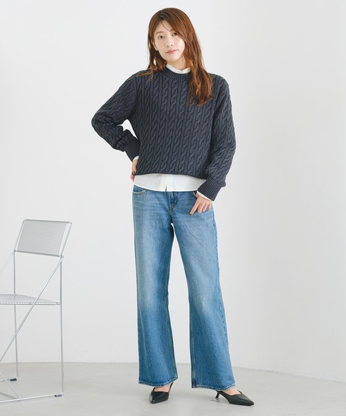 Levi's（リーバイス）の「Levi's/リーバイス ボーイフレンド ケーブルクルーネック プルオーバー（ニット/セーター・レディース・ブラック・XS/M/S）」の15枚目の写真