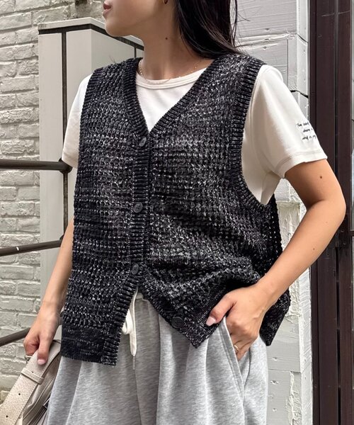 セール】2WAYメランジメッシュニットベスト（ニット/セーター