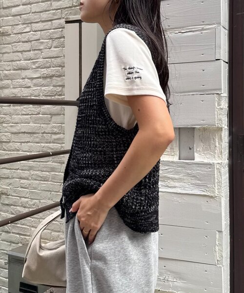 CIAOPANIC TYPY(チャオパニックティピー)の「2WAYメランジメッシュニットベスト(ニット/セーター・レディース・グレー/ブラック/ブラウン/ベージュ・ONE SIZE)」の8枚目の写真