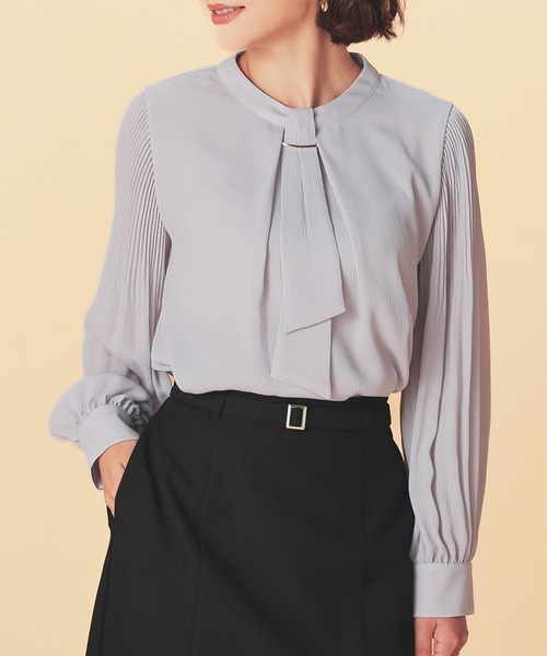 GLACIER lusso（グラシアルッソ）の「袖プリーツボウタイブラウス（シャツ/ブラウス・レディース・グレイッシュベージュ/ピンク系その他/ネイビー/アイボリー・M/S/L/LL）」の12枚目の写真